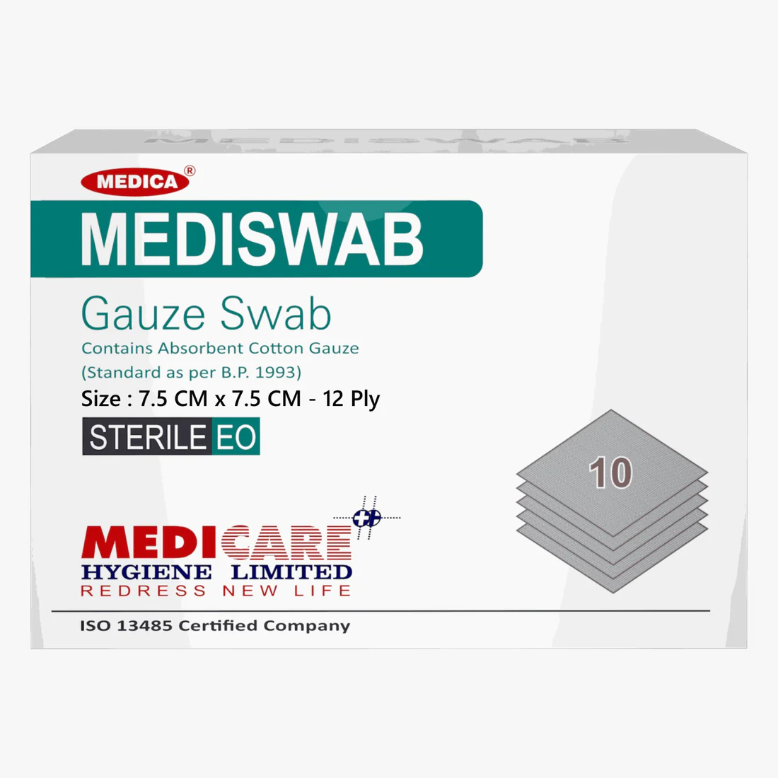 Gauze Swab 7.5×7.5cm 12 Ply Medicare Mediswab thumbnail 2