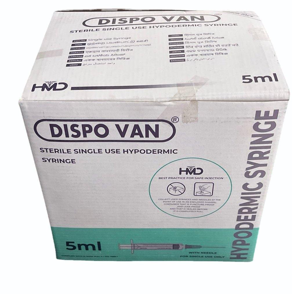 Syringe 5ml Luer Lock with Needle 24G – Dispovan product image