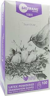 Sri Trang Verve Latex Gloves Powdered White Color (100pcs) product image