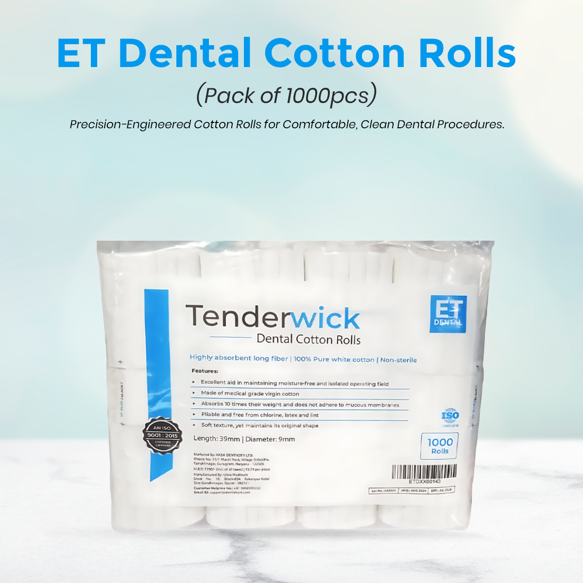 Cotton Rolls-9 mm x 39mm-ET Dental product image